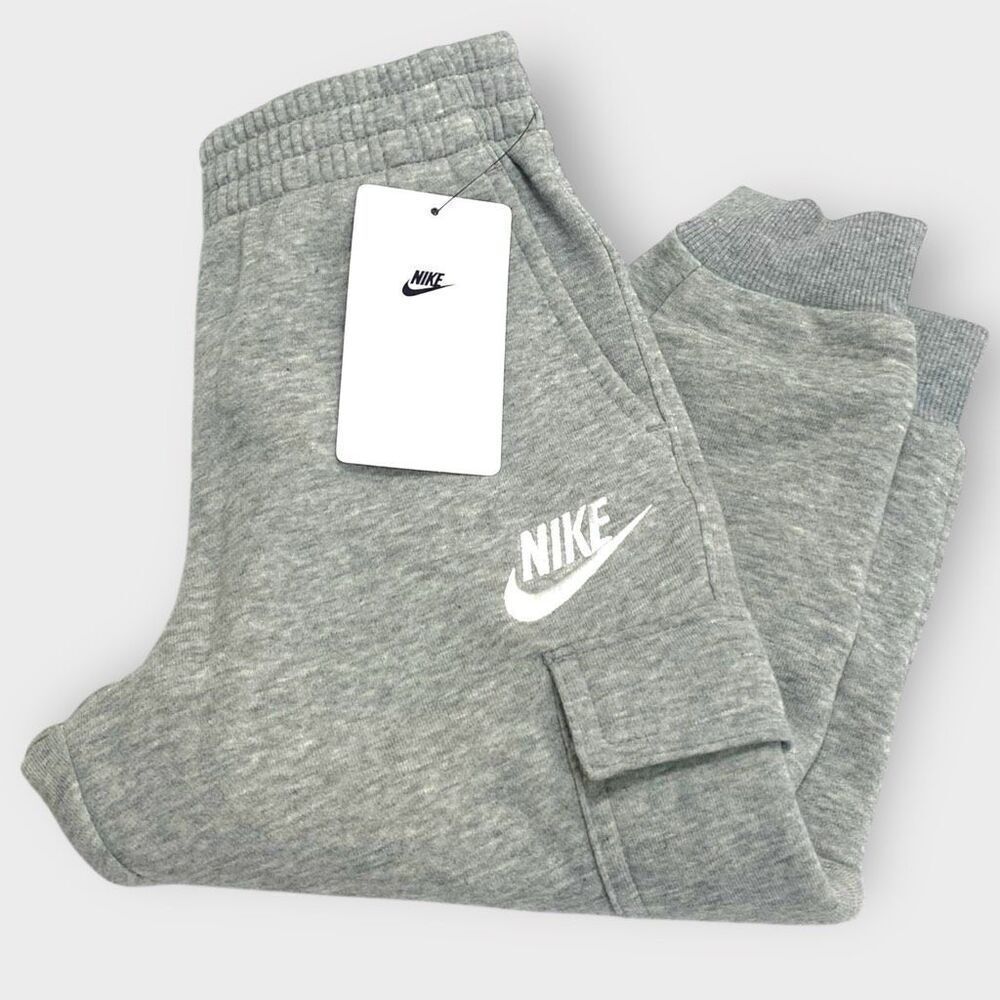 Nike Sportswear Club Fleece Cargo Pants Gray Heather Big Kids size 3-4 XS New